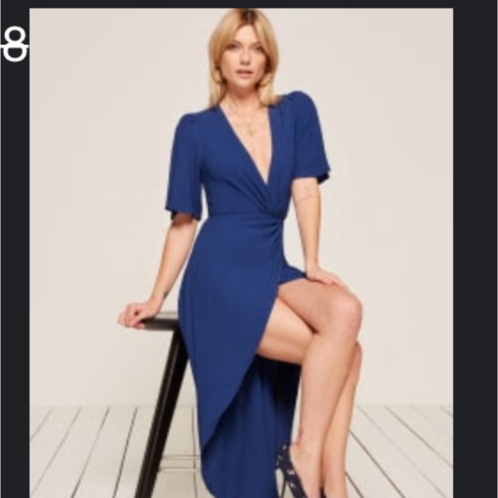 Reformation Westport dress. High/ low. Cobalt blue size 2